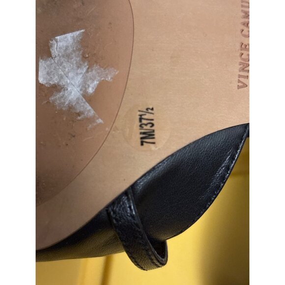 Vince Camuto Black Leather Pointed Toe Ankle Strap Heels With Back Zipper 7 SIZE - Picture 7 of 7